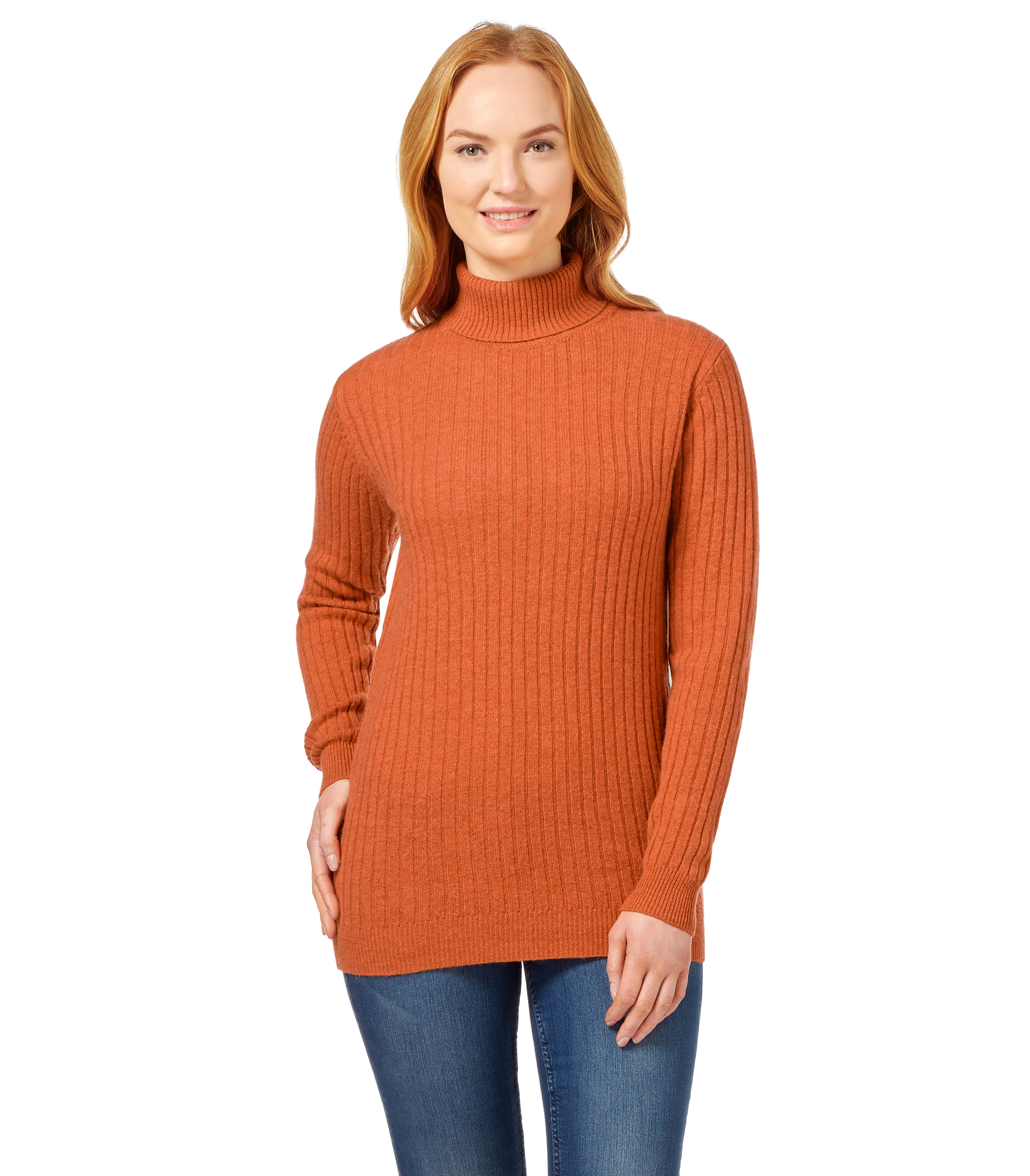 WoolOvers Womens Ladies Lambswool Ribbed Polo Neck Jumper Sweater