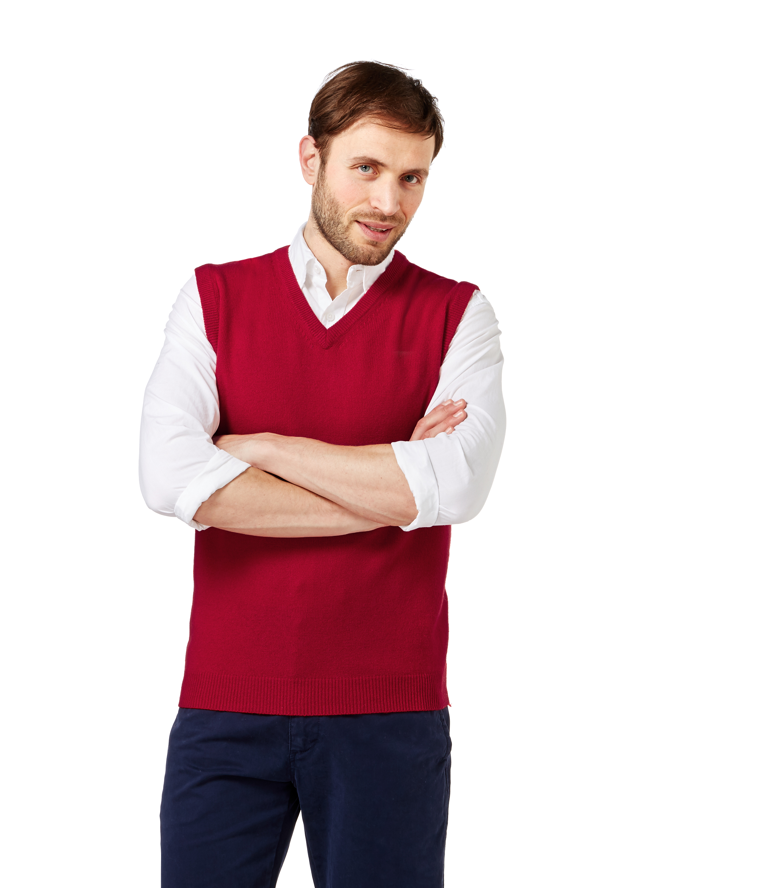 WoolOvers Mens Lambswool Slipover Knitted Vest Sweater Smart Knitwear