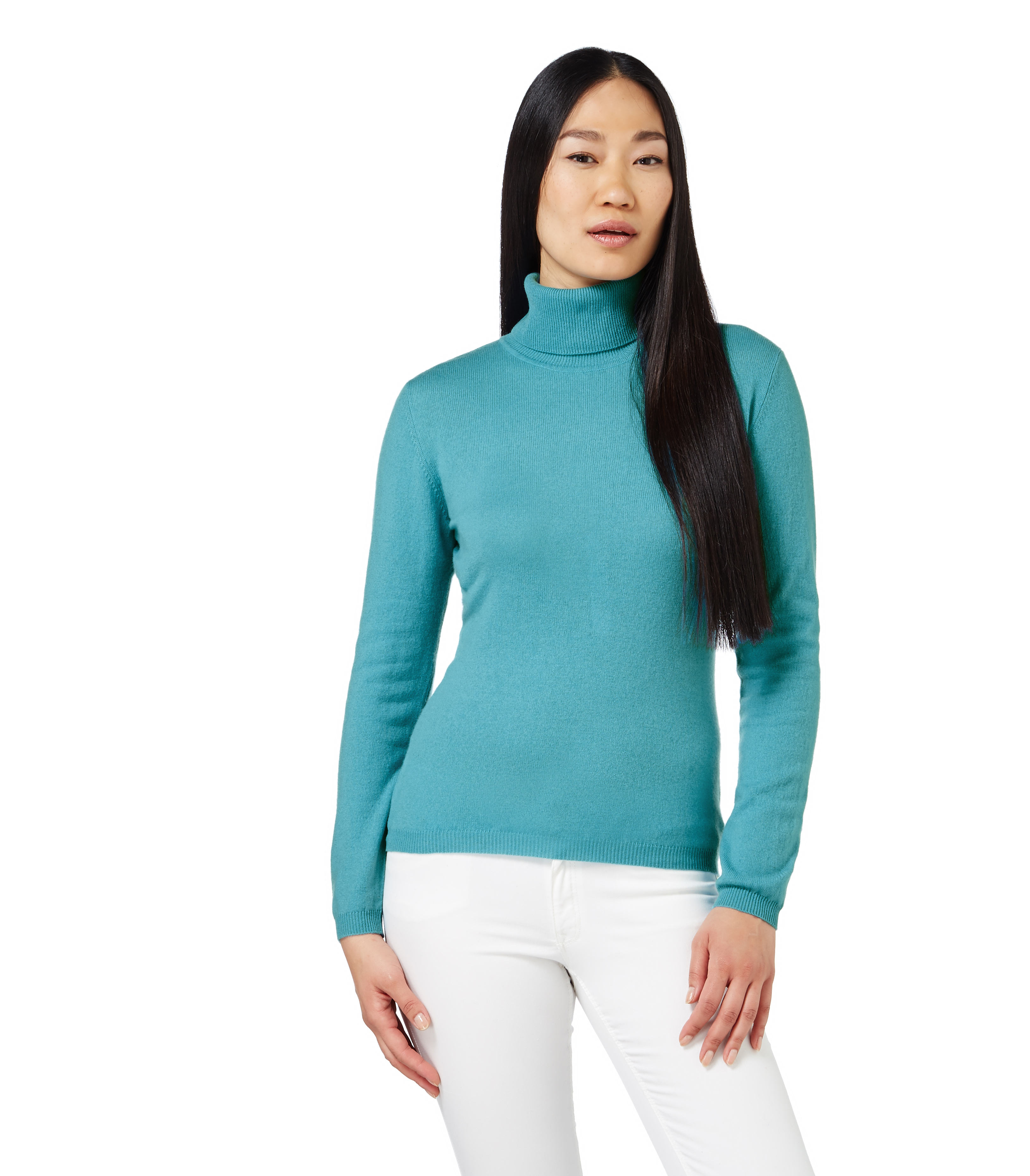 WoolOvers Womens Ladies Cashmere and Merino Fitted Polo Neck Sweater